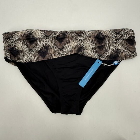 Bleu Rod Beattie Swim Bottoms Size 12 NWT Snake Python Print Foldover Black - Picture 3 of 9